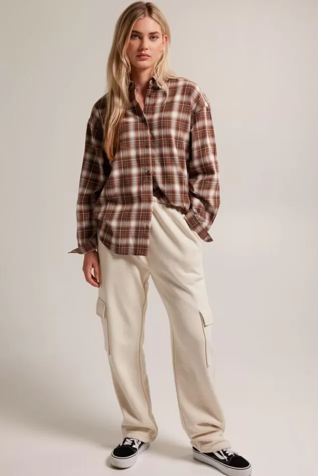 America Today Shirts^Blouse collar Brendy Brown/white