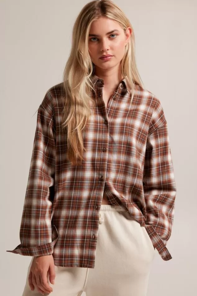 America Today Shirts^Blouse collar Brendy Brown/white